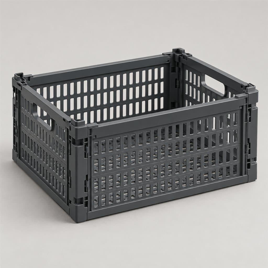 Light perforated foldable crate, unfolded